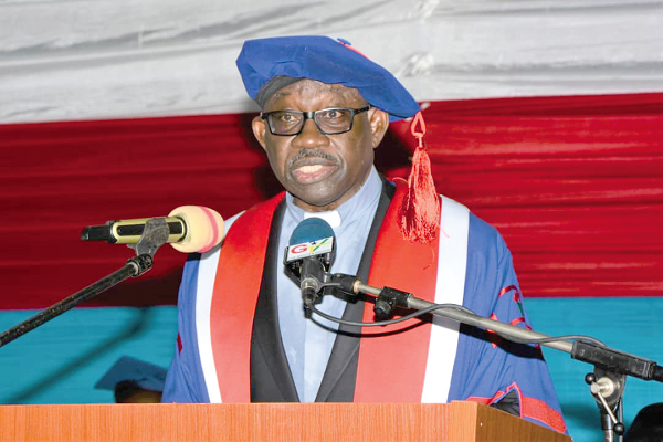 Rev. Prof. Emmanuel Adow Obeng addressing the graduation ceremony Rev. Prof. Emmanuel Adow Obeng addressing the graduation ceremony