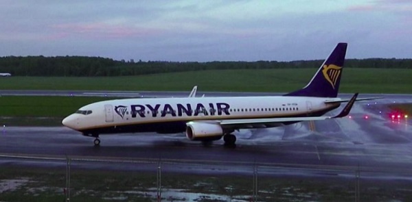 The Ryanair flight landed in Vilnius more than seven hours after its scheduled arrival time The Ryanair flight landed in Vilnius more than seven hours after its scheduled arrival time