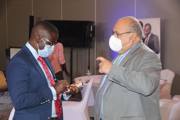 Mr Charles Benoni Okine (left), Assistant Editor, Graphic Business, interwiewing Mr Farid Antar, MD, Republic Bank, Ghana Plc, shortly after the closing of the Graphic Business/Stanbic Breakfast Meeting Mr Charles Benoni Okine (left), Assistant Editor, Graphic Business, interwiewing Mr Farid Antar, MD, Republic Bank, Ghana Plc, shortly after the closing of the Graphic Business/Stanbic Breakfast Meeting
