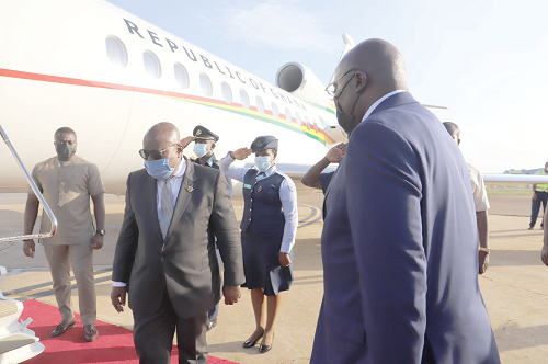 President Akufo-Addo being seen off by Vice-President Dr Bawumia at the Jubilee Lounge President Akufo-Addo being seen off by Vice-President Dr Bawumia at the Jubilee Lounge