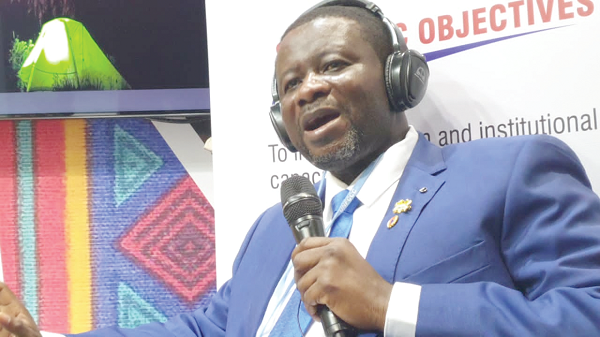 Mr Eric Nana Agyemang-Prempeh, Director General, NADMO, speaking at the Ghana Pavilion in Glasgow Mr Eric Nana Agyemang-Prempeh, Director General, NADMO, speaking at the Ghana Pavilion in Glasgow