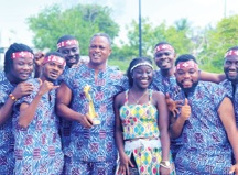 Tsooboi Ensemble shows off the trophy they won at the Ghana Entertainment and Business Industry Awards Tsooboi Ensemble shows off the trophy they won at the Ghana Entertainment and Business Industry Awards