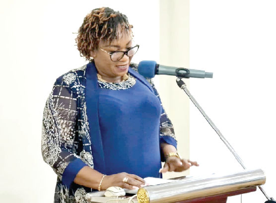 Mrs Mavis Hawa Koomson, the Minister of  Fisheries and Aquaculture Development, addressing the validation workshop
