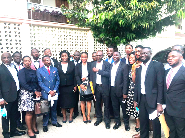 Mr Martin Kpebu (arrowed) with a section of the 499 students