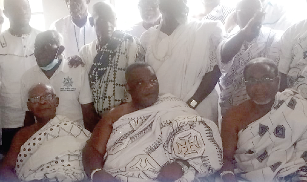 Nii Ayi-Bonte (seated middle) with the Gbese Stool Council members Nii Ayi-Bonte (seated middle) with the Gbese Stool Council members