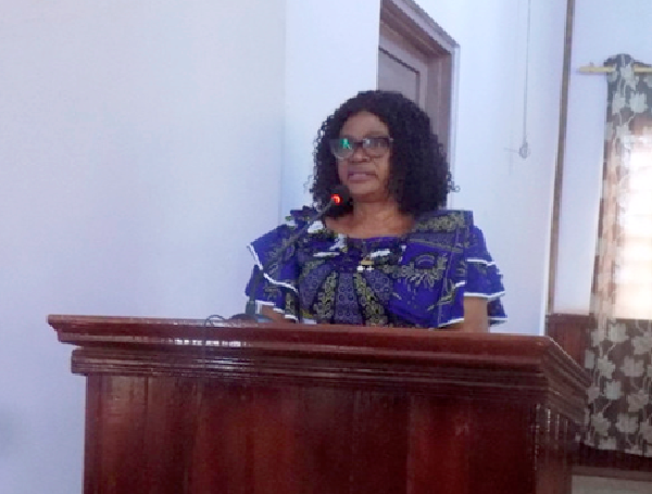 Ms Victoria Adu, Chief Executive of the Birim Central Municipal Assembly, addressing the meeting Ms Victoria Adu, Chief Executive of the Birim Central Municipal Assembly, addressing the meeting