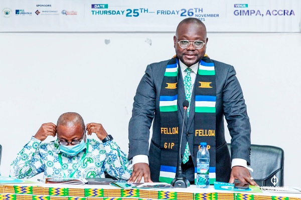 Mr Francis Asenso-Boakye (standing), Minister of Works and Housing, addressing the event after his induction Mr Francis Asenso-Boakye (standing), Minister of Works and Housing, addressing the event after his induction