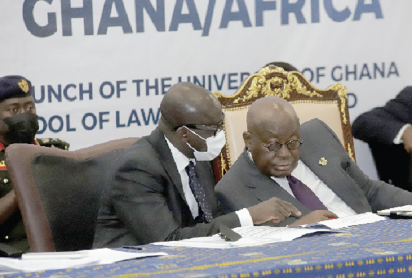 President Akufo-Addo conferring with Mr Godfred Yeboah Dame (left), Minister of Justice and Attorney-General, at the conference. Picture: SAMUEL TEI ADANO President Akufo-Addo conferring with Mr Godfred Yeboah Dame (left), Minister of Justice and Attorney-General, at the conference. Picture: SAMUEL TEI ADANO