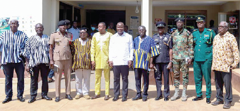 Mr Samuel Abu Jinapor (middle), Minister of Lands and Natural Resources, with members of the Savannah Regional Security Council Mr Samuel Abu Jinapor (middle), Minister of Lands and Natural Resources, with members of the Savannah Regional Security Council