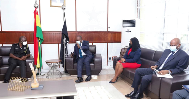  IGP Dr Dampare (left) in the meeting with Dr Ernest Addison (2nd from left), the Governor of BoG, and other senior officials of BoG 