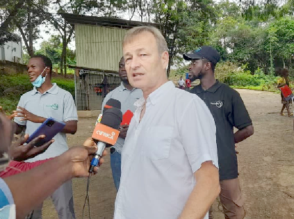 Mr. Andries Zwaga,the Chief Operations Officer of Tropo Farms, speaking to the media Mr. Andries Zwaga,the Chief Operations Officer of Tropo Farms, speaking to the media