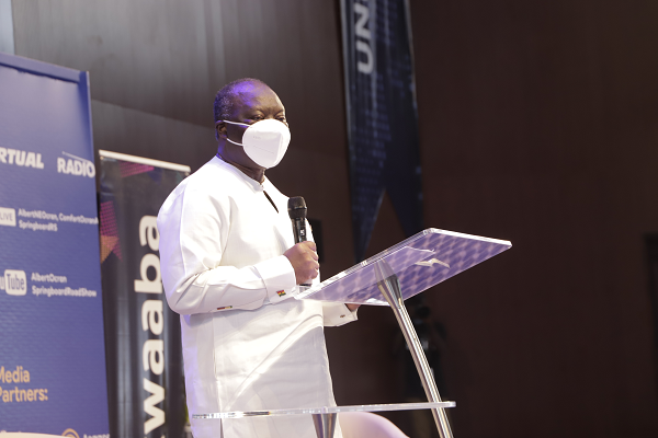Mr Ken Ofori-Atta (right), Finance Minister, addressing the graduates Mr Ken Ofori-Atta (right), Finance Minister, addressing the graduates