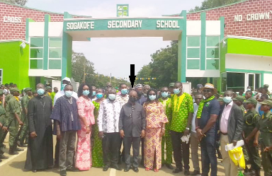 Dr. Archibald Lestsa(arrowed)Volta Regional Minister, with the school authorities at the newly inaugrated gate