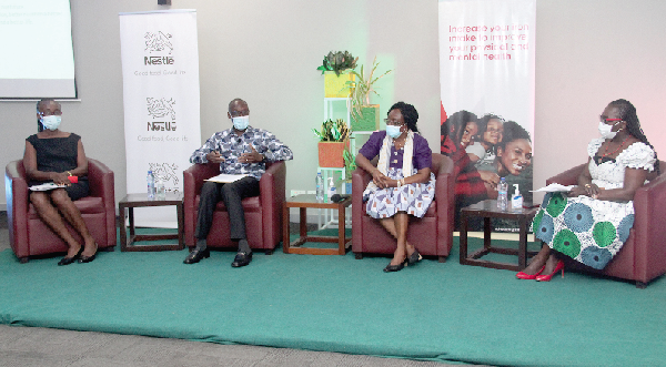 Mr Kofi Essel of the FDA (middle), Ms Paulina Addy (left), President, Women in Agricultural Development, MoFA, and Prof. Matilda Steiner-Asiedu of the University of Ghana at the stakeholders’ forum. Picture: BENEDICT OBUOBI