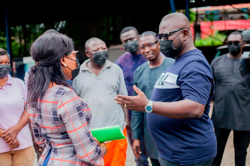 Mr Francis Asenso-Boakye (2nd right), the Member of Parliament for Bantama, intracting with staff and management of Neoplan Ghana Limited Mr Francis Asenso-Boakye (2nd right), the Member of Parliament for Bantama, intracting with staff and management of Neoplan Ghana Limited