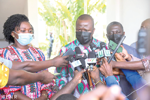Mr Samuel Abu Jinapor, Minster of Lands and Natural Resources addressing the media Mr Samuel Abu Jinapor, Minster of Lands and Natural Resources addressing the media