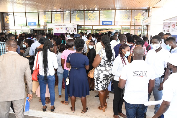 Some job seekers at the fair grounds at the AICC. Pictures: EBOW HANSON Some job seekers at the fair grounds at the AICC. Pictures: EBOW HANSON