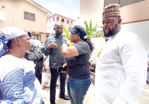 Ms Janet Nabla (in jeans) after she was prevented from entering the offices of the PNC Ms Janet Nabla (in jeans) after she was prevented from entering the offices of the PNC