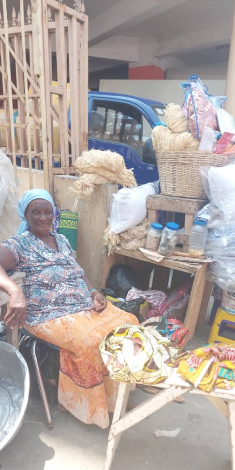 Sister Kai has sold burial items for years at Makola in Accra Sister Kai has sold burial items for years at Makola in Accra