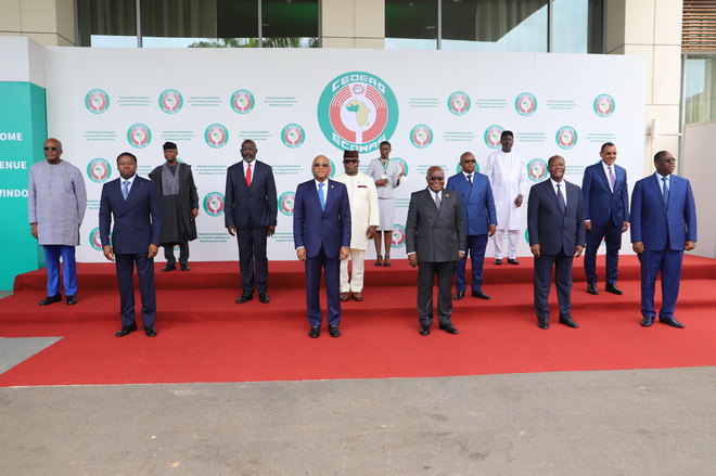 President Nana Addo Dankwa Akufo-Addo with Mr Jean-Claude Kassi Brou (front 2nd left), President of the ECOWAS Commission with other Heads of States at the Summit on Guinea in Accra.