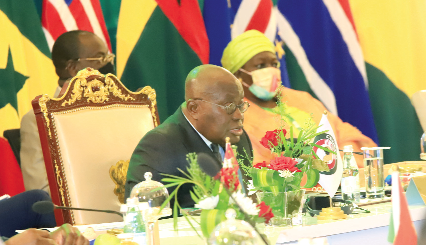 President Nana Addo Dankwa Akufo-Addo addressing West African Heads of State at the ECOWAS Summit on Guinea in Accra yesterday. Pictures: SAMUEL TEI ADANO President Nana Addo Dankwa Akufo-Addo addressing West African Heads of State at the ECOWAS Summit on Guinea in Accra yesterday. Pictures: SAMUEL TEI ADANO