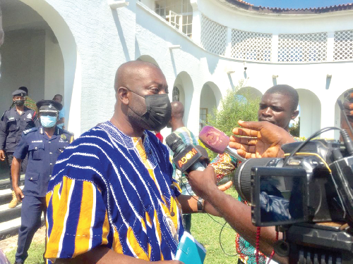 Mr Oppong Nkrumah speaking to the media in Cape Coast Mr Oppong Nkrumah speaking to the media in Cape Coast