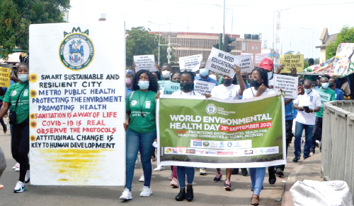 Some health activists in a walk through a principal street of Accra to mark the day Some health activists in a walk through a principal street of Accra to mark the day