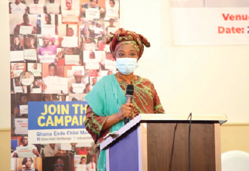 Dr Afisah Zakariah, Chief Director, Ministry of Gender, launching the child marriage information portal Dr Afisah Zakariah, Chief Director, Ministry of Gender, launching the child marriage information portal