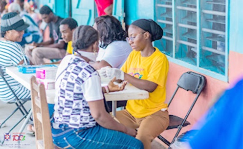 Some members of the church going through the screening