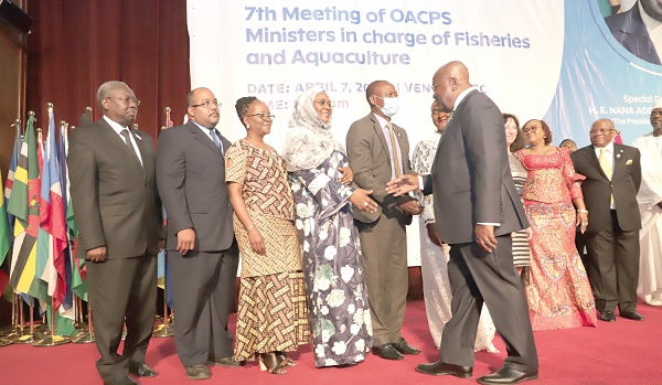  President Akufo-Addo exchanging pleasantries with some of the dignitaries from other African countries. Picture: SAMUEL TEI ADANO
