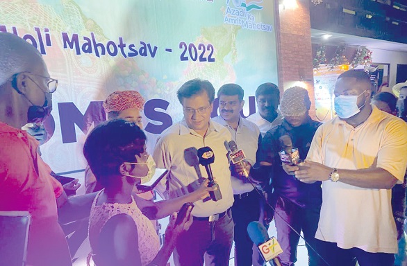   Immanuel Rajamani (middle), CEO of Kingdom Exim Group of Companies, speaking to the media after the event