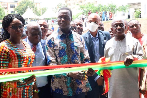 Dr Yaw Osei Adutwum (middle) cutting a tape to inaugurate an engineering workshop at Adako Jachie in the Ashanti Region. With him are Simon Osei Mensah (right), and Gifty Twum Ampofo (left), Minister of Education in-charge of TVET. Dr Yaw Osei Adutwum (middle) cutting a tape to inaugurate an engineering workshop at Adako Jachie in the Ashanti Region. With him are Simon Osei Mensah (right), and Gifty Twum Ampofo (left), Minister of Education in-charge of TVET.
