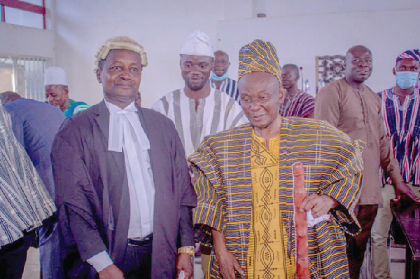 Naa Professor Edmund Nminyem Delle, Chiir VIII (right), Paramount Chief of Nandom, after the induction ceremony Naa Professor Edmund Nminyem Delle, Chiir VIII (right), Paramount Chief of Nandom, after the induction ceremony