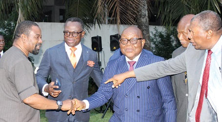 Dr Vladimir Antwi Danso (left), Dean, Ghana Armed Forces Command and Staff College, exchanging pleasantries with Prof Mike Oquaye (middle), a former Speaker of Parliament. With them are Justice Yonny Kulendi (2nd from left), a Supreme Court judge; Mr Sam Okudzeto (2nd from right), a member of the Council of State, and Dr Charles Mensa (right), Board Chairman, IEA. Picture: ERNEST KODZI Dr Vladimir Antwi Danso (left), Dean, Ghana Armed Forces Command and Staff College, exchanging pleasantries with Prof Mike Oquaye (middle), a former Speaker of Parliament. With them are Justice Yonny Kulendi (2nd from left), a Supreme Court judge; Mr Sam Okudzeto (2nd from right), a member of the Council of State, and Dr Charles Mensa (right), Board Chairman, IEA. Picture: ERNEST KODZI