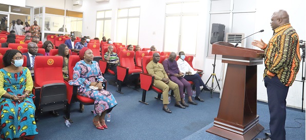 Mr Joseph Cudjoe (right), Minister of Public Enterprises, addressing the meet-the-press session in Accra. Picture: GABRIEL AHIABOR Mr Joseph Cudjoe (right), Minister of Public Enterprises, addressing the meet-the-press session in Accra. Picture: GABRIEL AHIABOR