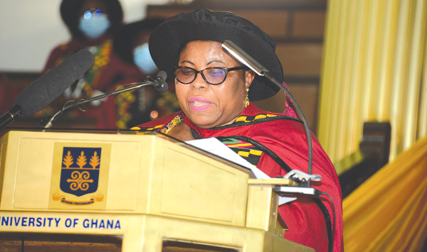 Prof. Lydia Aziato (inset) delivering her lecture 