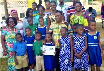 Pupils, teachers and officials of the Lower Manya Krobo Municipal Directorate of the GES after the programme Pupils, teachers and officials of the Lower Manya Krobo Municipal Directorate of the GES after the programme