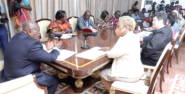 President Akufo-Addo addressing a delegation from the US Congress at the Jubilee House in Accra Picture: SAMUEL TEI ADANO