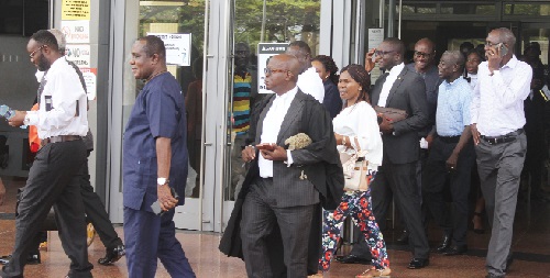 Some lawyers and clients leaving the court. Picture: ERNEST KODZI