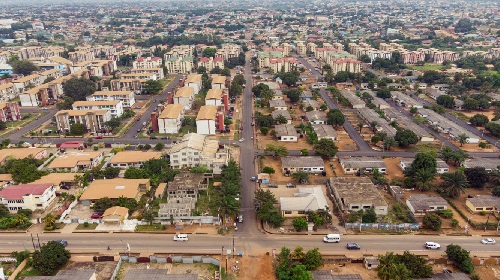 An aerial view of the Adentan Housing Down and its environs