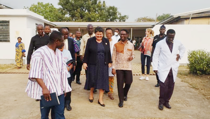 Virginia Palmer (middle), the US Ambassador to Ghana, being conducted round the regional medical store Virginia Palmer (middle), the US Ambassador to Ghana, being conducted round the regional medical store