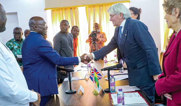 Dr Mahamudu Bawumia (left) exchanging pleasantries with Andrew Mitchell, the UK Minister of State for Development and Africa Dr Mahamudu Bawumia (left) exchanging pleasantries with Andrew Mitchell, the UK Minister of State for Development and Africa