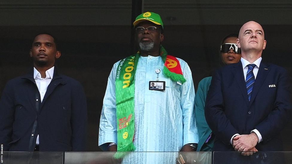 Samuel Eto'o (left) has attended World Cup matches alongside Fifa president Gianni Infantino (right) Samuel Eto'o (left) has attended World Cup matches alongside Fifa president Gianni Infantino (right)