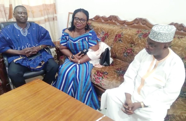 COP Maame Yaa Tiwaa Addo-Danquah (middle) making a comment during a courtesy call on Alhaji Abubakari Inusah (right), the Chief Director of the Upper East Regional Coordinating Council. Looking on is Nana Antwi (left), the Deputy Executive Director in charge of Operations at EOCO COP Maame Yaa Tiwaa Addo-Danquah (middle) making a comment during a courtesy call on Alhaji Abubakari Inusah (right), the Chief Director of the Upper East Regional Coordinating Council. Looking on is Nana Antwi (left), the Deputy Executive Director in charge of Operations at EOCO