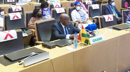 President Akufo-Addo (arrowed) addressing the summit President Akufo-Addo (arrowed) addressing the summit