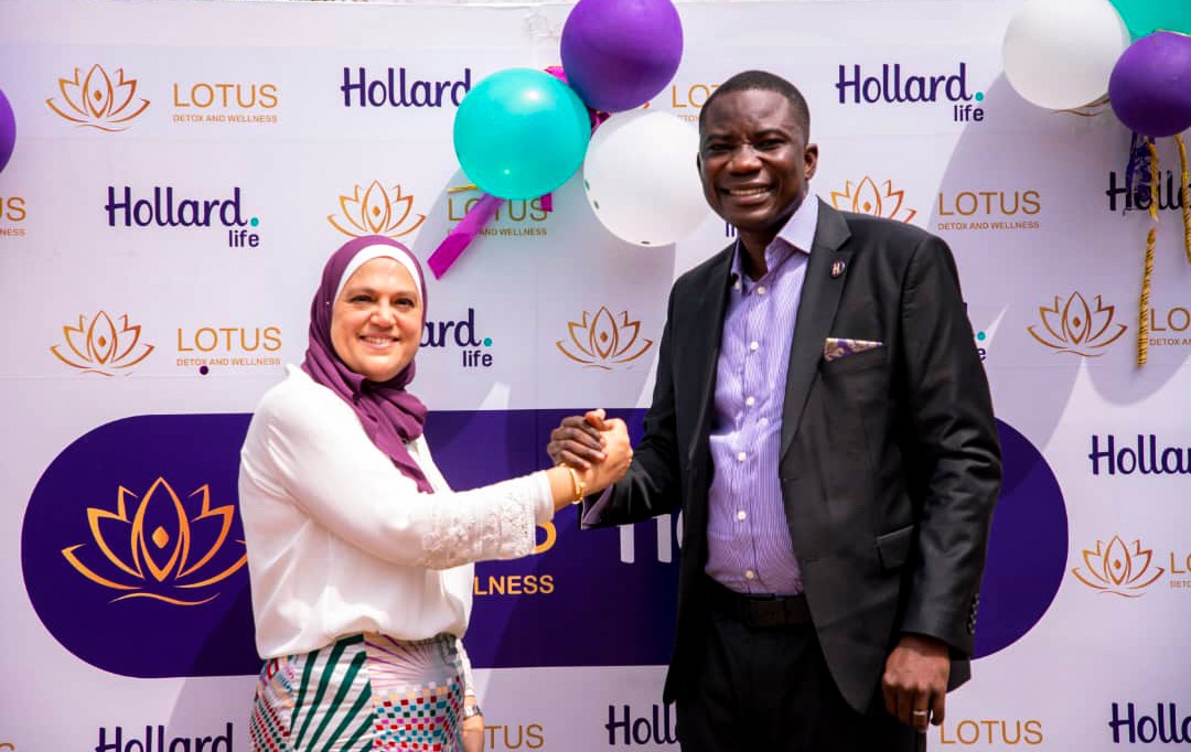 Mr Nashiru Iddrisu (right), MD, Hollard Life interacting with May Meskawi (left), CEO, Detox and Wellness Centre Hollard