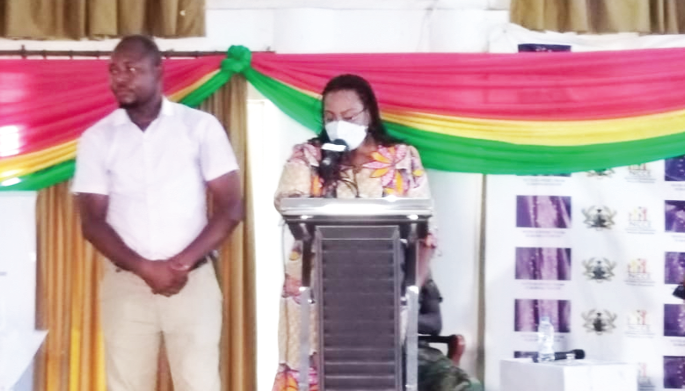 Ms Josephine Nkrumah, NCCE Chairperson, speaking at the event Ms Josephine Nkrumah, NCCE Chairperson, speaking at the event