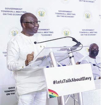 Mr Ken Ofori-Atta, the Finance Minister, speaking at the townhall meeting Mr Ken Ofori-Atta, the Finance Minister, speaking at the townhall meeting