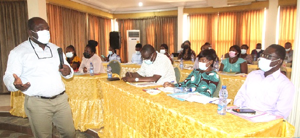 Dr Yaw Amoako (left), Consultant Physician Specialist at Komfo Anokye Teaching Hospital, addressing primary healthcare personnel at the event. Picture: ESTHER ADJEI Dr Yaw Amoako (left), Consultant Physician Specialist at Komfo Anokye Teaching Hospital, addressing primary healthcare personnel at the event. Picture: ESTHER ADJEI