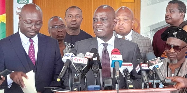 Haruna Iddrisu (middle), the Minority Leader, addressing the press. With him are some members of the Minority Caucus. Picture: Nana Konadu Agyeman Haruna Iddrisu (middle), the Minority Leader, addressing the press. With him are some members of the Minority Caucus. Picture: Nana Konadu Agyeman